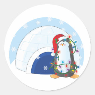 Penguin Kerstmis Ronde Sticker