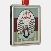 Penguin Kerstmis Snow Keepomwille Gift Metalen Ornament (Rechts)