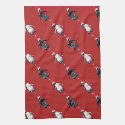 Penguin Kerstmis Theedoek (Verticaal)