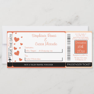 Penguin Liefde/Hoor Boardingpas Huwelijksuitnodigi Save The Date