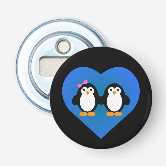 Penguin Love Button Flesopener (Voorkant)