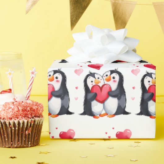 Penguin Love Cadeaupapier (Verjaardagsfeest)