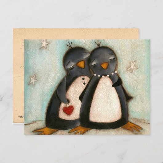 Penguin Love - Carte postale (Devant / Derrière)