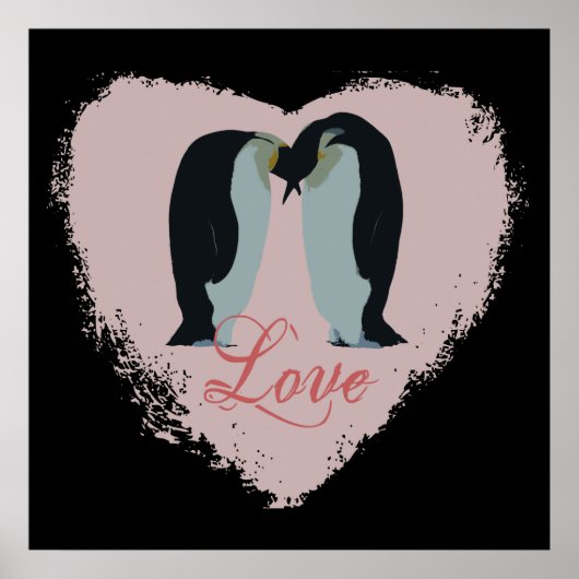 Penguin Love Heart Poster (Voorkant)