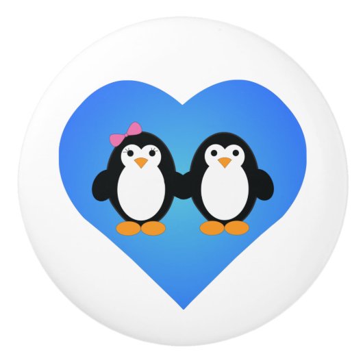 Penguin Love Keramische Knop (Voorkant)