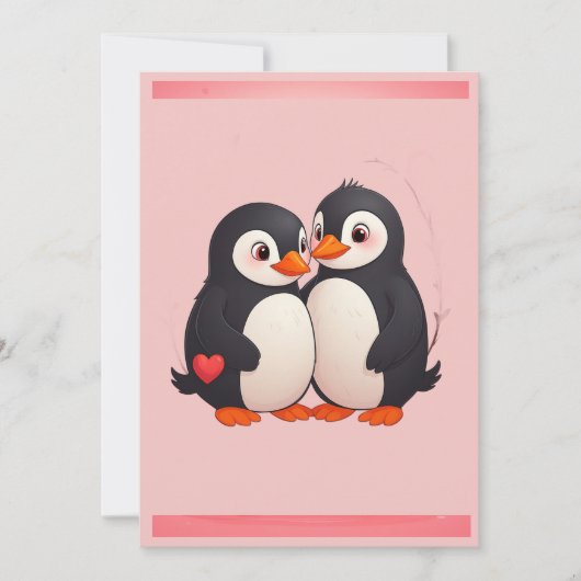 Penguin Love Party Invitation (Devant)