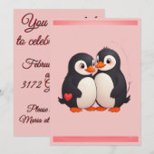 Penguin Love Party Invitation (Devant / Derrière)
