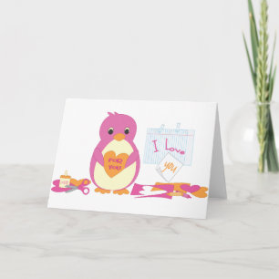 Penguin Making Valentijnse Feestdagen Kaart