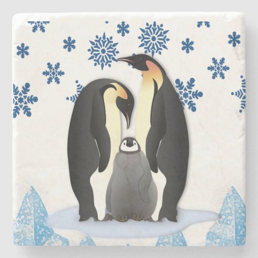 Penguin Marble Stone Onderzetter Kerstmis (Voorkant)
