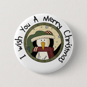 Penguin Merry-T-shirts voor kerst en cadeautjes Ronde Button 5,7 Cm
