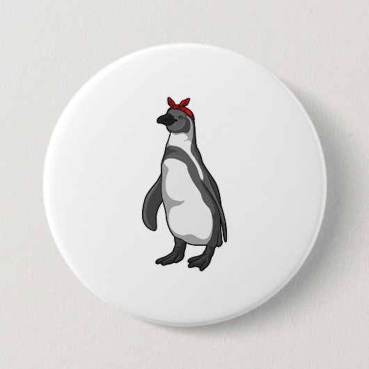 Penguin met Bandana Ronde Button 7,6 Cm (Voorkant)