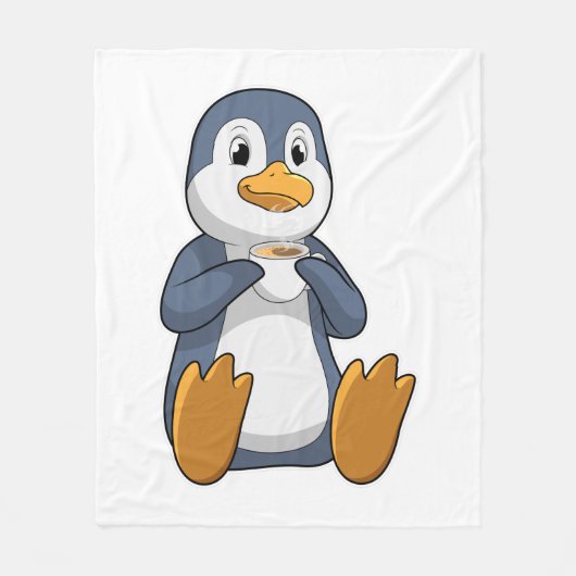 Penguin met Coffee Cup Fleece Deken (Voorkant)