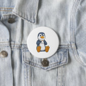 Penguin met Coffee Cup Ronde Button 7,6 Cm (In situ)