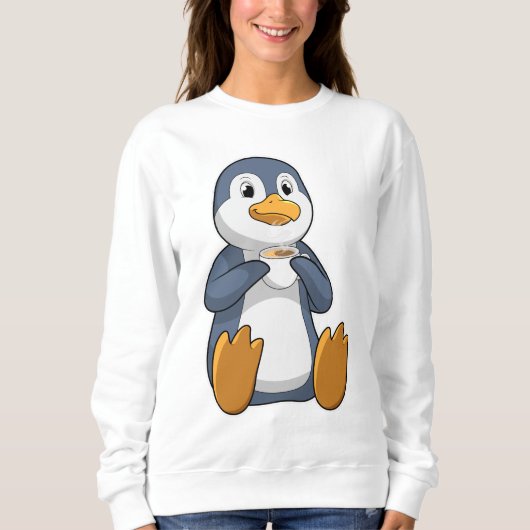 Penguin met Coffee Cup Trui (Voorkant)