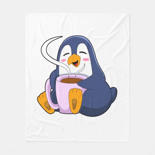 Penguin met Cup Fleece Deken (Voorkant)