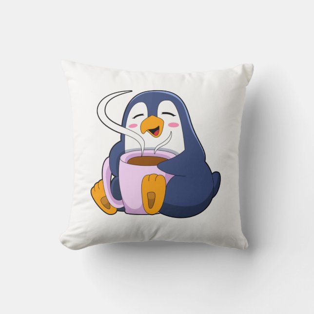 Penguin met Cup Kussen (Voorkant)