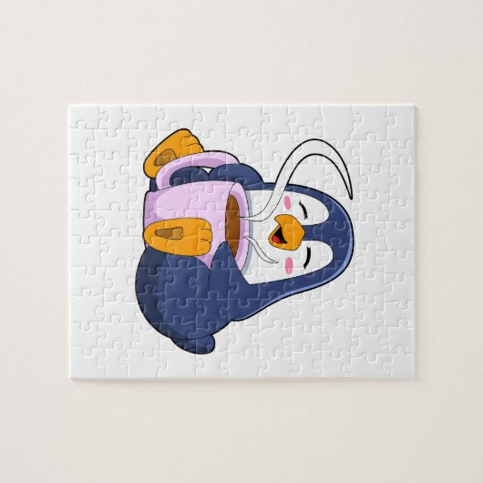Penguin met Cup Legpuzzel (Horizontaal)