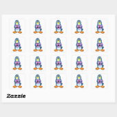 Penguin met Cup Vierkante Sticker (Vel)