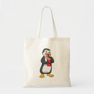 Penguin met Drink bekertje met stro Tote Bag