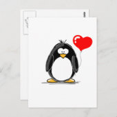 Penguin met een hartballon briefkaart (Voorkant / Achterkant)