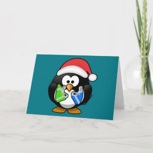 Penguin met Gifts Feestdagen Kaart