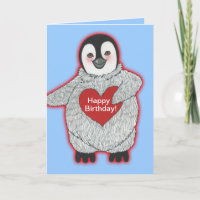 Penguin met Heart Happy Birthday