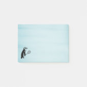 Penguin met Tennis Racket op blauwe achtergrond Post-it® Notes (Voorkant)