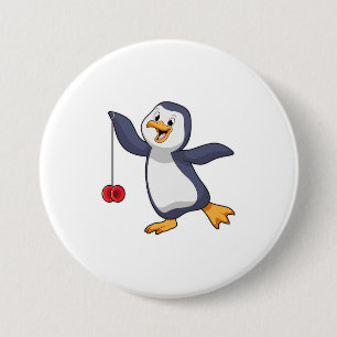 Penguin met Yo-Yo Ronde Button 7,6 Cm
