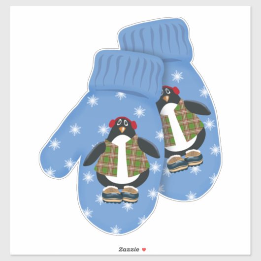 Penguin Mittens | Kerstkerst groot Sticker (Vel)