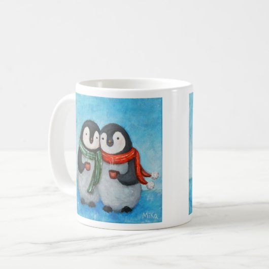 Penguin Mok Cute Penguin Couple Mok Gift for her (Voorkant links)