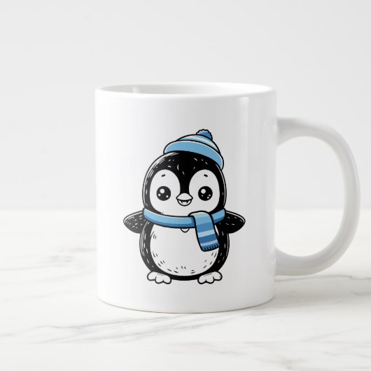 Penguin Mug Cute Winter | Penguin with Hat and Sc (Droite)