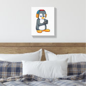 Penguin Music-hoofdtelefoon Canvas Afdruk (Insitu (Slaapkamer))