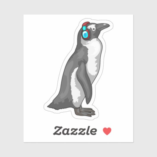 Penguin Music-hoofdtelefoon Sticker (Vel)