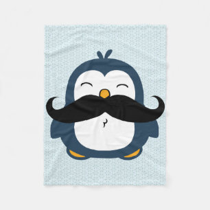 Penguin Mustache Trend Fleece Deken