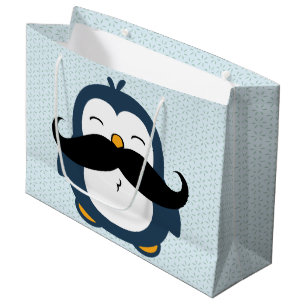 Penguin Mustache Trend Large Cadeauzakje