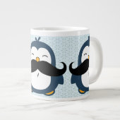 Penguin Mustache Trend Pattern Extra Grote Mok (Voorkant rechts)