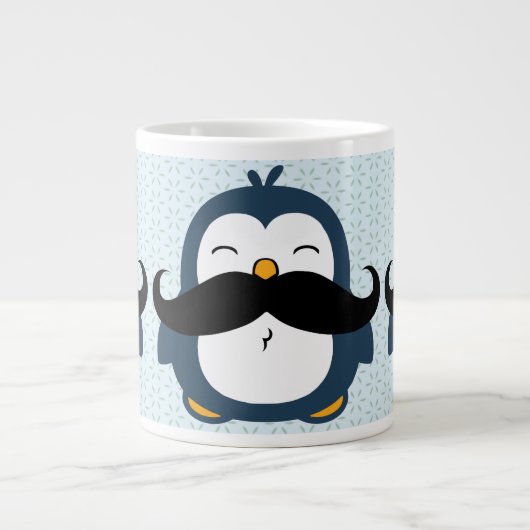 Penguin Mustache Trend Pattern Extra Grote Mok (Voorkant)