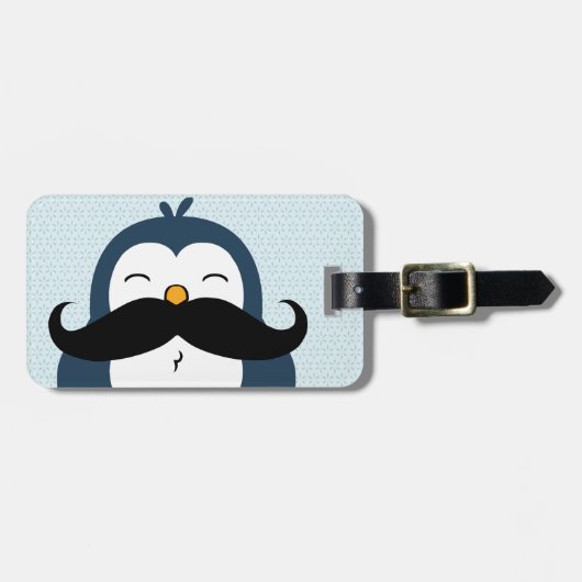 Penguin Mustache Trend Personalized Bagagelabel (Voorkant horizontaal)