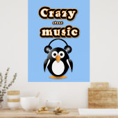 Penguin-muziekfan Poster (Keuken)