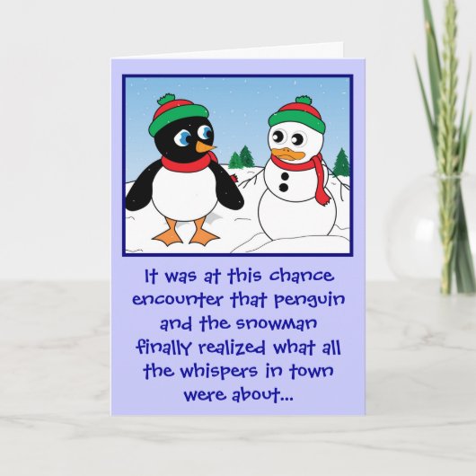 "Penguin n Snowman"-ziekteverzekeringskaart Feestdagen Kaart (Voorkant)