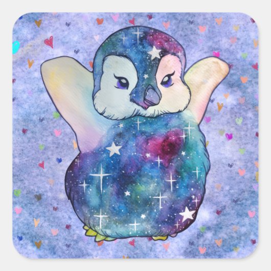 Penguin named Button Vierkante Sticker (Voorkant)