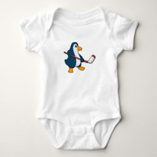Penguin op Ice hockey met Ice hockey stick Romper