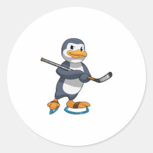 Penguin op Ice hockey met Ice hockey stick Ronde Sticker