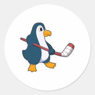 Penguin op Ice hockey met Ice hockey stick Ronde Sticker