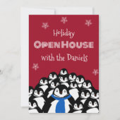 Penguin Open House Christmas Party Invitation (Devant)