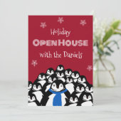 Penguin Open House Christmas Party Invitation (Debout devant)