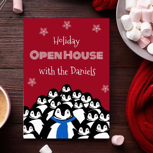 Penguin Open House Christmas Party Invitation