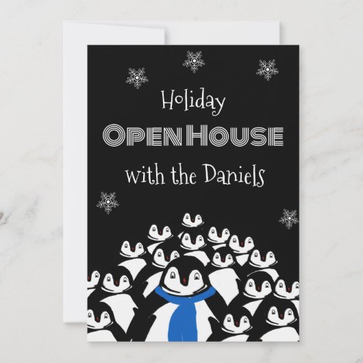 Penguin Open House Kerstfeest Uitnodiging (Voorkant)