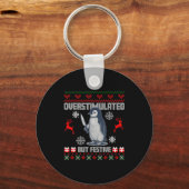 Penguin Overstimulated But Festive Ugly Christmas Sleutelhanger (Voorkant)