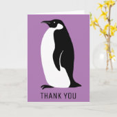 Penguin Paars Black White Hartelijk dank Kaart (Gele Bloem)